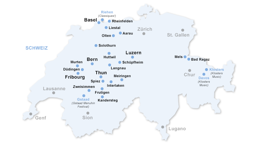 Karte der Vorverkaufsstellen in der Schweiz
