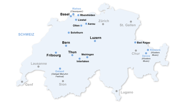 Karte der Vorverkaufsstellen in der Schweiz