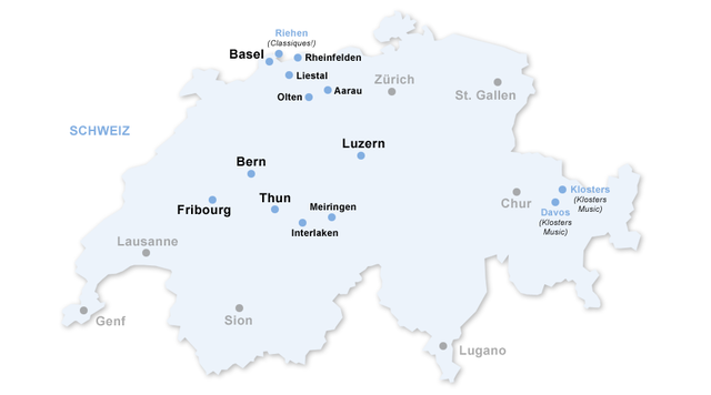 Karte der Vorverkaufsstellen in der Schweiz
